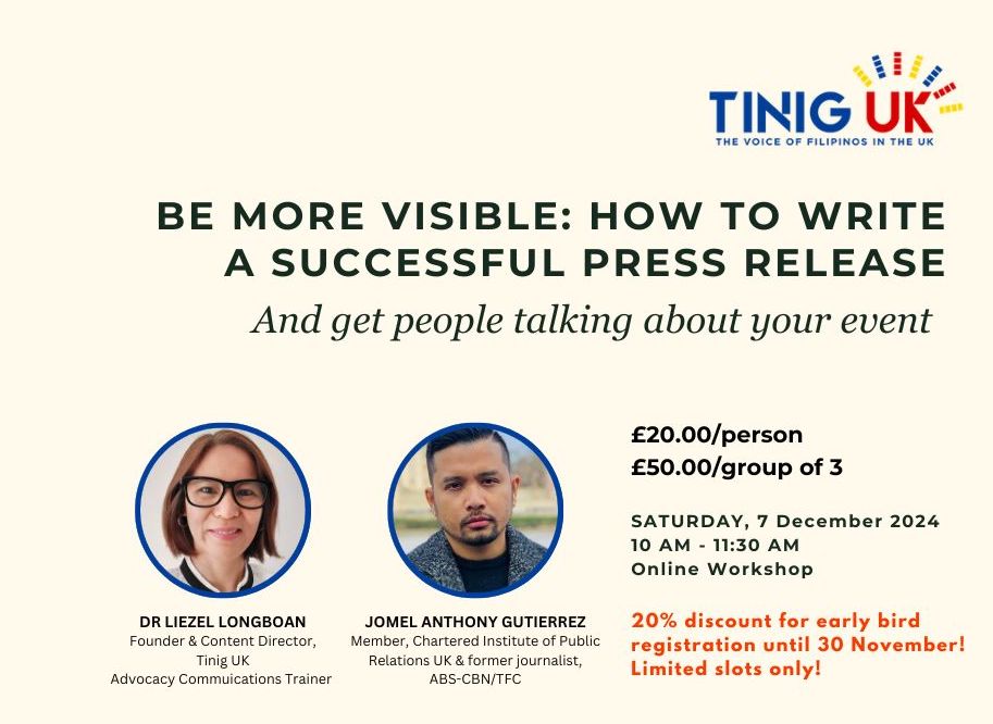 Tinig UK press release workshop